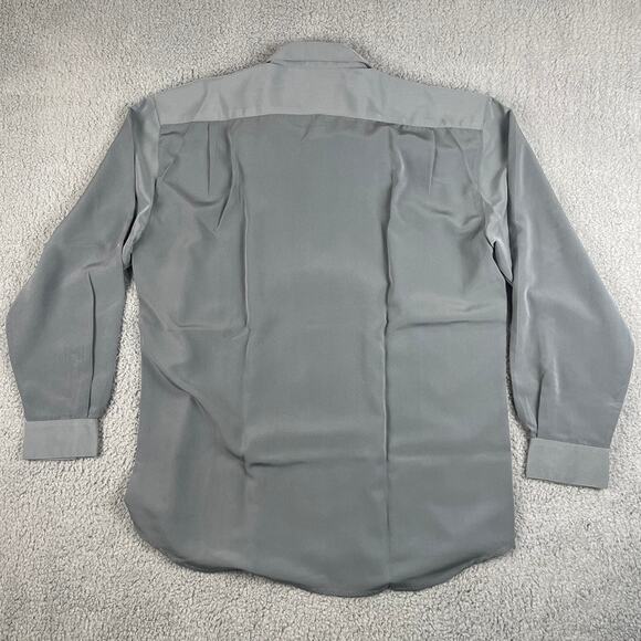 Husky Club Men's XL Gray Patterned Polyester Rayon Long Sleeve Button Up Shirt - Picture 14 of 16